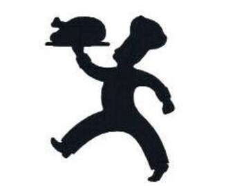 BUY 2 GET 1 FREE - Chef With Turkey Silhouette Logo Machine Embroidery Design in 3 Sizes, Including Mini