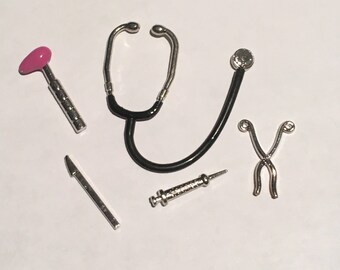 Dollhouse doctor supplies vet hospital dentist 1:12 scale miniatures stethoscope