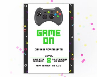 Game On Video Game Party Birthday Invitation Boy Video Gaming Game Truck Invitation Boys Birthday Invite Gamer Kids Birthday Party Printable