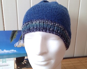 Blue Coast 2 men, teen or unisex Hat wool jacquard fine, degraded colors of blue