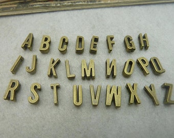 26 Alphabet Letter Charm Pendant Antique Brass Initial Charm 6x11mm