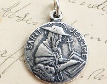 St Jerome Medal - Patron of librarians, translators and students - Antique Reproduction