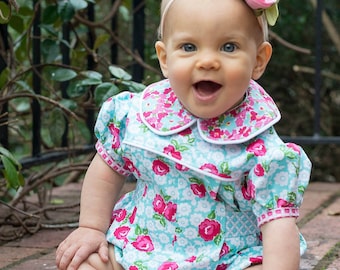 PDF Adelaide Romper Pattern - Size 3 Month - Size 4T by The Cottage Mama