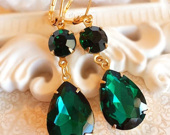 Emerald Earrings - Green - Formal Event - Bridesmaid Gift - ANGELINA Emerald
