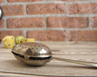 Vintage Spoon Tea Infuser, Metal Tea Herbs Infuser,Old Tea Infuser Strainer, Mesh Single Cup Tea, Push Action Opener, Loose Leaf Tea Infuser