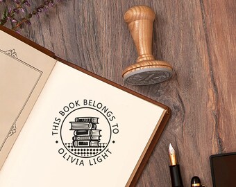 EX-LIBRIS STAMP - This Book Belongs to - Book plate Stamp - Custom ExLibris Gift - Bookplate Exlibris
