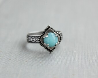 Amazonite Ring. Quatrefoil Ring. Adjustable