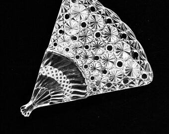 ABP Jewelry Fan dish, American Brilliant Cut Glass, Russian Pattern
