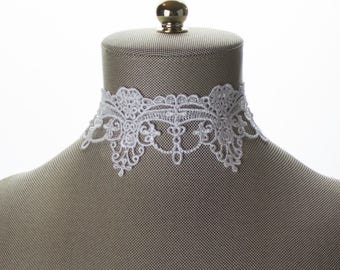 Bridal Choker. Embroidery Wide Lace Choker Necklace. White Choker. Wide Lace Choker. Lace Jewelry. White Lace Choker. Bridal Lace Jewelry