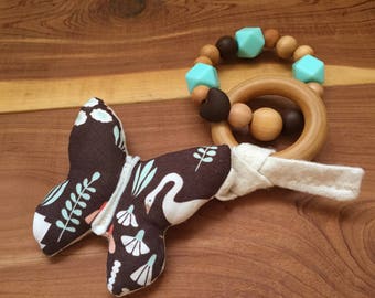 Little Critter Toy/Butterfly, Organic teether, Silicone Teether, Baby Teether, Teething Toy, Baby Shower Gift,