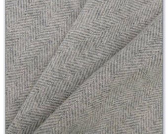 Gray Herringbone Wool Fabric, One Quarter Yard of Felted Wool Flannel