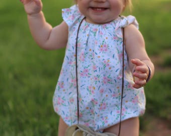 Bubble romper for baby girls - romper for toddler girls - baby girls flutter sleeve romper - spring romper for baby girl
