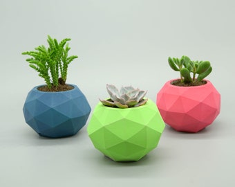 Concrete Planters, set of 3 geometric Flower/Plant Pots, Home Decor, Cement planter