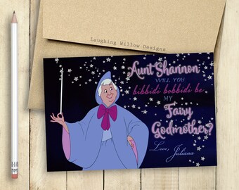 Godmother Card Fairy Godmother Card Will You be my Godmother Card PRINTABLE Bibbidi Bobbidi Be My Fairy Godmother
