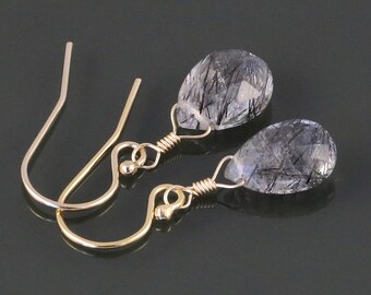 Rutilated Quartz Earrings. Gold Filled Ear Wires. Genuine Gemstone. Lightweight Earrings. s17e008