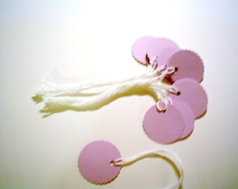 50 - Prestrung - 1 Inch Round Cardstock Tags - Pale Lilac - FREE SECONDARY SHIPPING