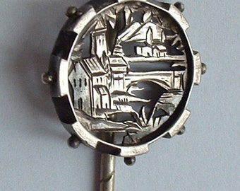 Victorian silver topped stick pin