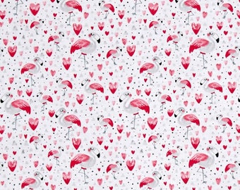 Flamingos and Hearts from Timeless Treasures Fabrics