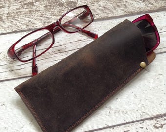 Personalized Leather Glasses Case Leather Reading Glasses Case Spectacles Case Sunglasses Case Gift for Dad Glasses Pouch Customized Gift