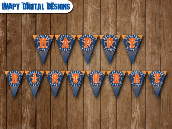 Houston Astros Digital Happy Birthday Banner Party DIY