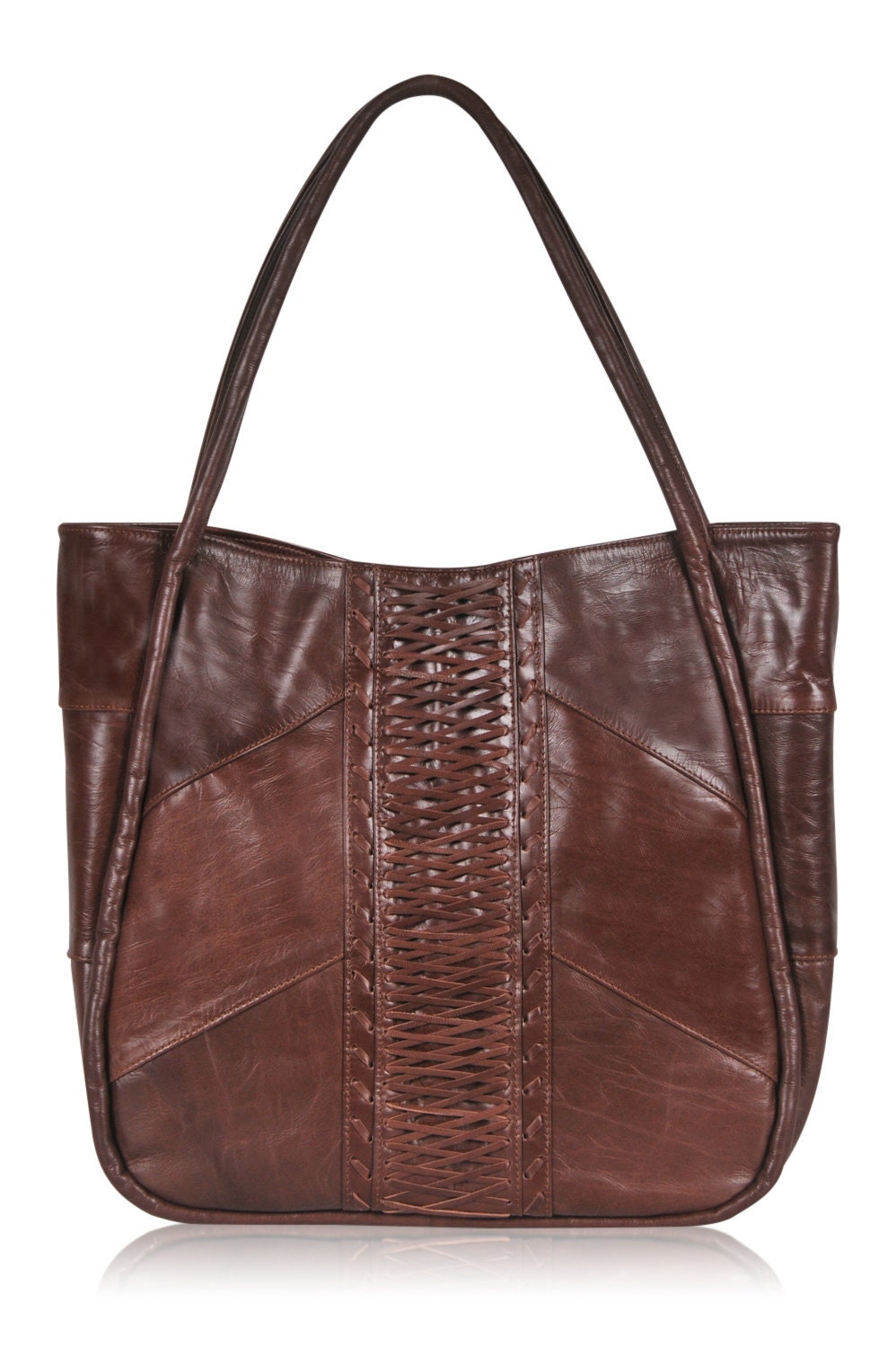 oversized brown leather bag