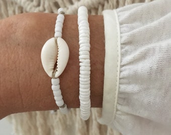 beach bracelets, cowrie shell jewelry, boho style, gift for her