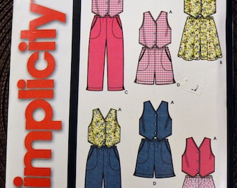 Child's Sewing Pattern Simplicity 7055 Vest Shorts and Pants Size 3-8 Uncut Complete
