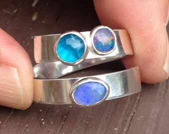 Sterling Silver, Opal and Apetite Adjustable Ring