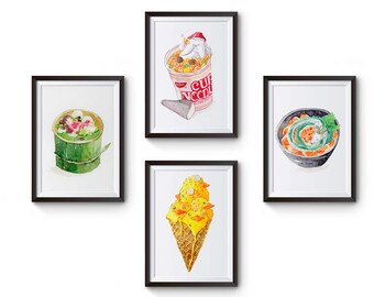 Set Of 4 Studio Ghibli Spirited Away Watercolor Kitchen Art Prints Set