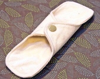 ORGANIC 7 inch Reusable Cloth winged ULTRATHIN Pantyliner -Unbleached, Organic Cotton flannel top