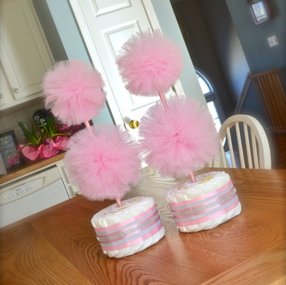 Unique Baby Shower Centerpieces or Decorations Tulle Pompom