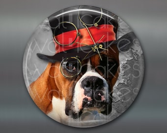 Refrigerator Magnets, steampunk dog magnet, boxer dog decor, kitchen decor, large fridge magnet, housewarming gift steampunk decor MA-1005