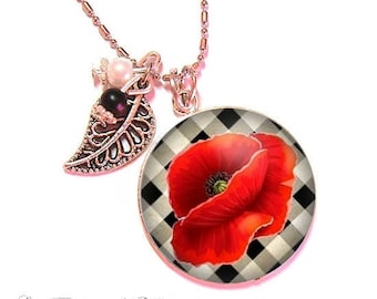 With its 25 mm cabochon beads necklace * poppy * (040617)