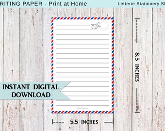 INSTANT DOWNLOAD / Airmail Inspired / Letter Writing / Stationery / Printable / Snail mail / Pen-pal / Paper / Pdf