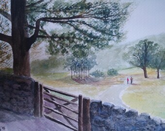 Original watercolor landscape