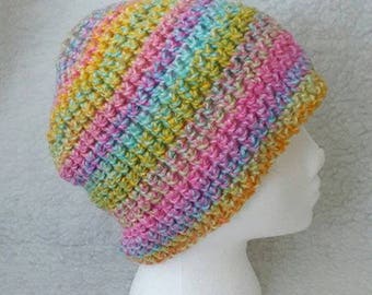 Pretty Pastels crochet beanie