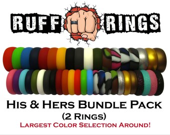 HIS & HERS Bundle - Silicone Rings - Mens and Womens Rubber Silicone Wedding Ring Band Stackable Silicone Ring Anniversary Engagement Gifts