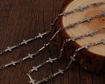 Wholesale 304 Stainless Steel 5mm Cross Necklace Chain,10ft Bulk