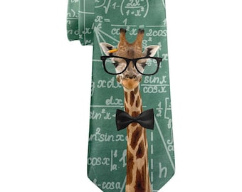 Giraffe Geek Math Formulas All Over Neck Tie