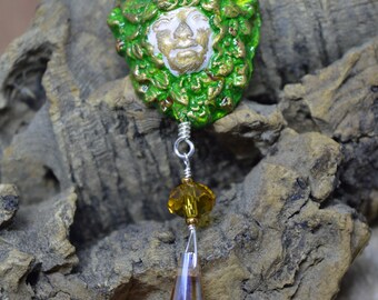 Woodland goddess polymer clay pendant