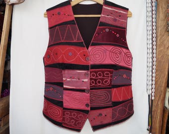 Maroon waistcoat, emroidered waistcoat, bohemian waistcoat, festival waistcoat, hungarian folk waistcoat, hippie waistcoat, boho waistcoat