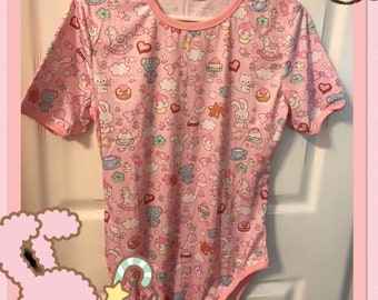 Kawaii Adult Onesie, kawaii, abdl, adult baby, bodysuit, ddlg, little, petplay, cat shirt, cat, kitten, age play, age regression,