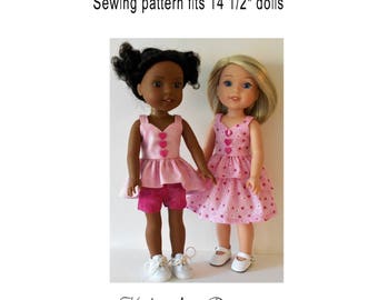 Summer sun separates PDF sewing pattern fits 14 1/2" dolls