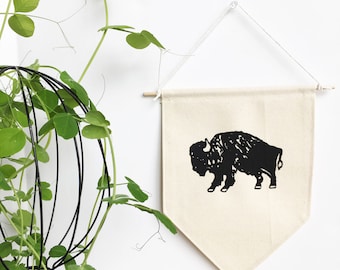 Small Canvas Banner - Mini Bison Print - Buffalo Print - Wall Banner