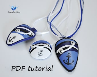 Polymer clay PDF tutorial "Navy pendant"