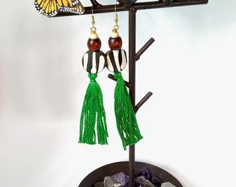 Mudcolth and Tassel Earrings