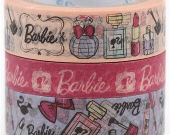 209015 Barbie lipstick perfume Washi Masking Tape deco tape set 3pcs Shinzi Katoh