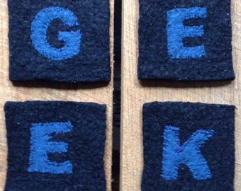 GEEK gift: coasters, tech gift, IT gift, internet computer technology office gift, graduation gift, felted wool dining bar kitchen i647