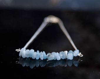 Aquamarine Bracelet, Raw Aquamarine Bracelet, Aquamarine Sterling Silver Bracelet, Aquamarine Jewelry, Raw Gemstone Bracelet, Gift for Her
