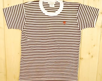 Vintage 1980's GIRL GUIDES BROWNIES Striped T-Shirt / Alfred Sung / Retro Collectable Rare